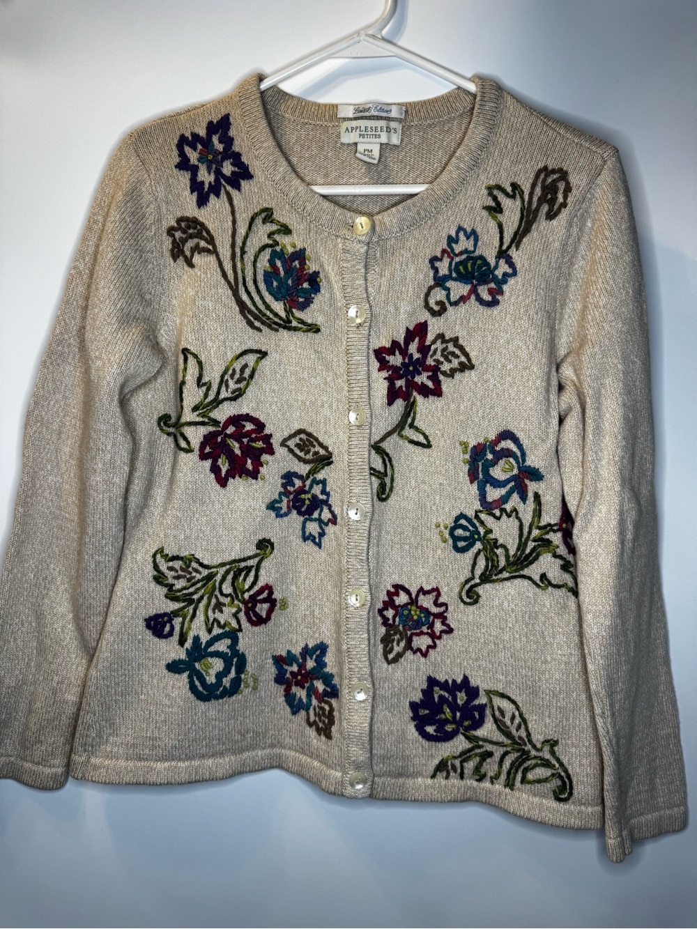 Appleseed's Cream Floral Appliqué Cardigan